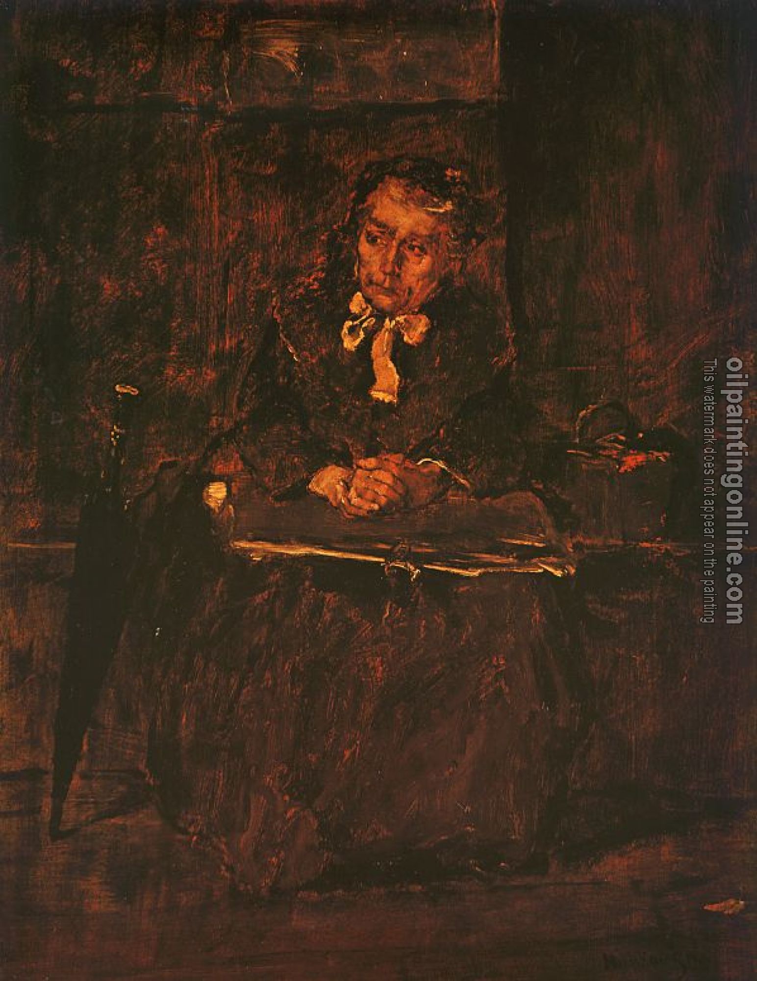 Munkacsy, Mihaly - Seated Old Woman-Study for The  Pawnbroker's Shop